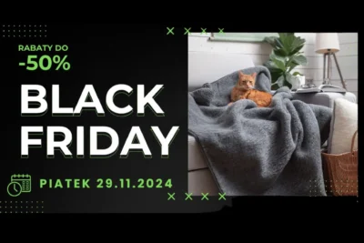 Baner z napisem Black Fridady, zniżki do - 50%