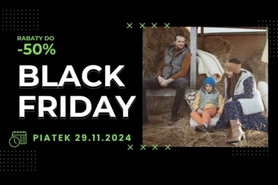 Informacja o promocjach na black friday - nawet do - 50%.