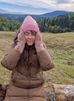 Wool mittens – fingerless gloves – toffee - Image 3