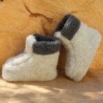 Kinder-Wollhausschuhe, Hellgrau + Graphit