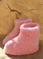 Children’s wool slippers, light pink