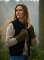 Kurze Damen-Wollweste – Schwarz