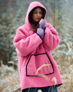 Wool mittens – fingerless gloves – lilac - Image 2