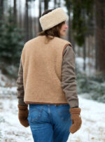 Women’s short alpaca wool vest – beige - Image 2