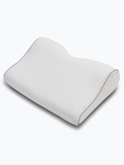 biała poduszka z wyprofilowaniem na neutralnym tle